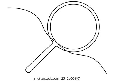 Lupa em desenho contínuo de uma linha de Magnifying glass search symbol ilustração isolada vetor