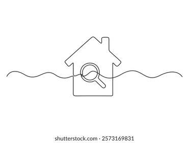 Magnifying glass continuous one line drawing vector illustration