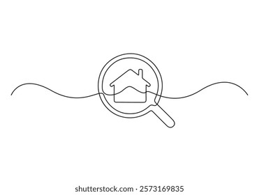Magnifying glass continuous one line drawing vector illustration