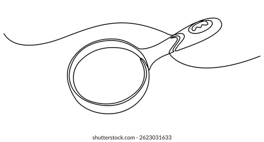 Vergrößerungsglas durchgehende einzeilige Zeichnung. Lupensymbol im einfachen linearen Stil. Suchkonzept. Vektorgrafik, durchgehende Einzellinienzeichnung einer Lupe. Ein minimalistisches Konzept.