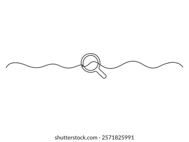 Magnifying glass continuous single line drawing. Concept of Business analysis in simple outline style. Used for logo, emblem, web banner, presentation. Vector Illustration