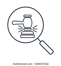 Magnifying Glass. Court Icon. Appeal. Vector Linear Icon.