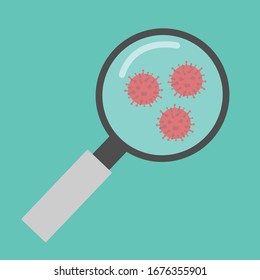 Vidrio de aumento con vector covid-19