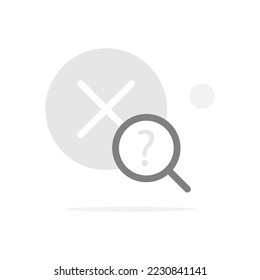 magnifying glass with cross mark, search no result found concept illustration flat design vector eps10. minimalist, simple, modern graphic element for landing page, empty state ui, infographic