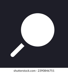 Magnifying glass dark mode glyph ui icon. Tool for search online. User interface design. White silhouette symbol on black space. Solid pictogram for web, mobile. Vector isolated illustration