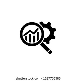 Magnifying glass and data analysis icon isolated