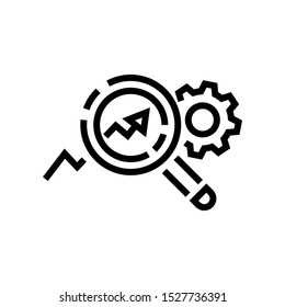 Magnifying glass and data analysis icon isolated