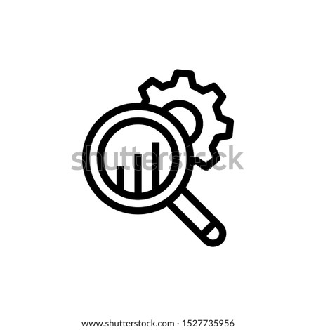 Magnifying glass and data analysis icon isolated