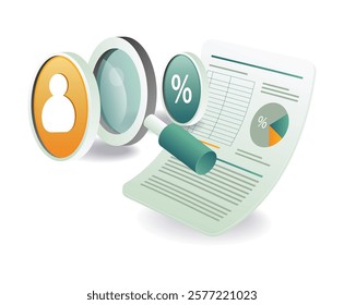 Magnifying glass data analysis symbol