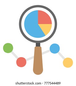 A magnifying glass with data graph symbolising data analysis