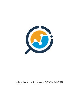 Magnifying Glass and Data Statistic logo / icon design
