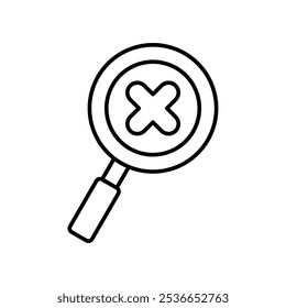 magnifying glass delete icon. line vector isolated on white background. trendy and modern design