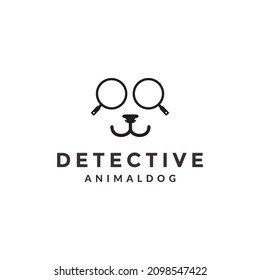 magnifying glass detective dog face logo symbol icon vector graphic design illustration idea creative 