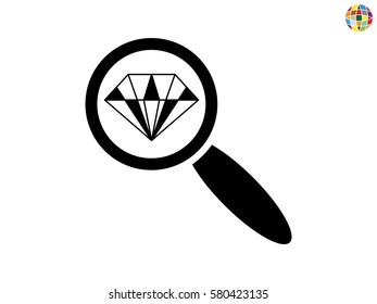 magnifying glass, diamond, icon, vector illustration eps10