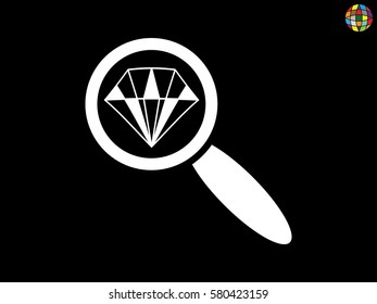magnifying glass, diamond, icon, vector illustration eps10