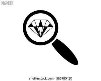 magnifying glass, diamond, icon, vector illustration eps10