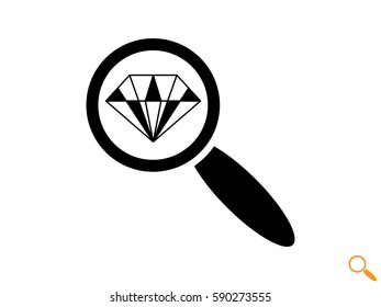 magnifying glass, diamond, icon, vector illustration eps10
