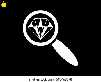 magnifying glass, diamond, icon, vector illustration eps10