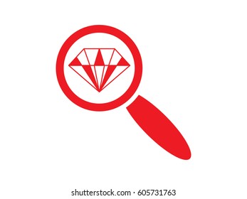 magnifying glass, diamond, icon, vector illustration eps10