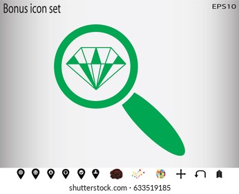 magnifying glass, diamond, icon, vector illustration eps10