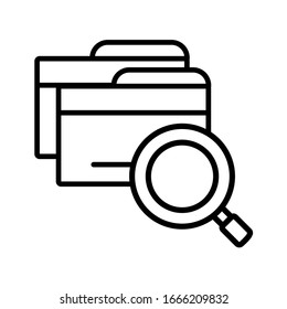 lupa con objetos digitales en diseño de ilustración vectorial de fondo blanco