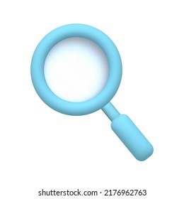 Magnifying glass. Discovery, research, search, analysis concept. 3D vector icon isolated on white background