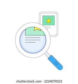 Magnifying glass. Discovery, research, search, analysis concept. Zoom symbol, flat vector icon. Cartoon minimal style.
