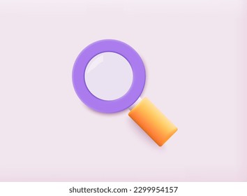 Magnifying glass. Discovery, research, search, analysis concept. 3D Web Vector Illustrations.