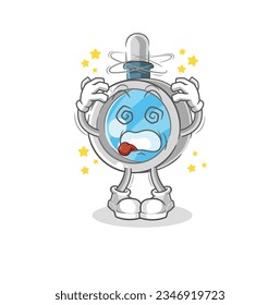 the magnifying glass dizzy head mascot. cartoon vector