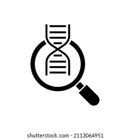 magnifying glass and DNA symbol. Icon vector