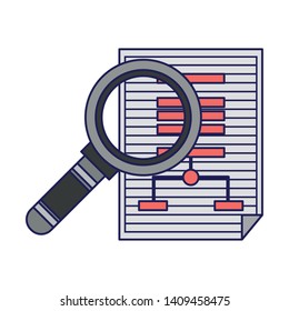 magnifying glass with document cartoon vector illustration graphic design vector illustration graphic design