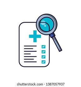 magnifying glass with document of hospital