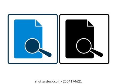 Magnifying Glass with Document icon. icon related to Search. suitable for web site, app, user interfaces, printable etc. solid icon style. simple vector design editable