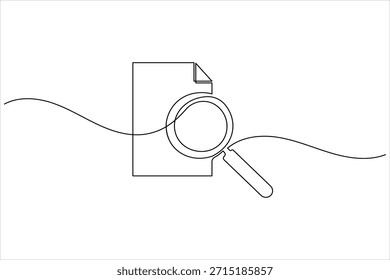 Vergrößerungsglas mit Dokumentensymbol, das die Suche und Analyse von Dokumenten darstellt