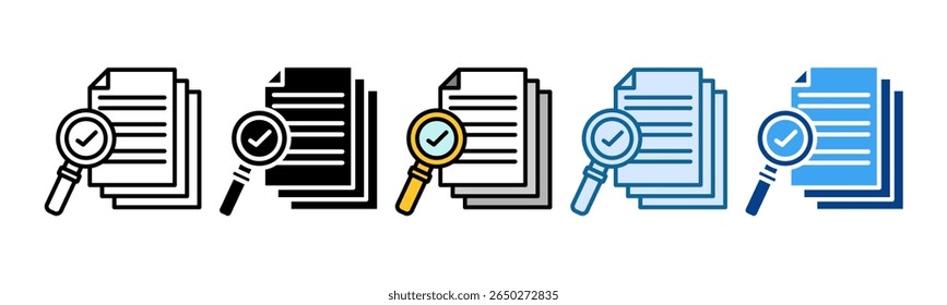 Magnifying Glass Document Icon Set Multiple Style Collection