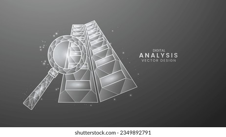 Magnifying glass and Document. Low poly style vector illustration
