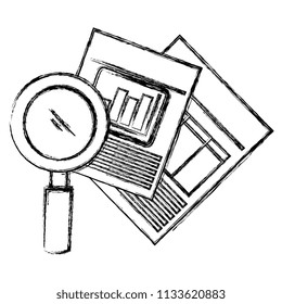 magnifying glass with documents