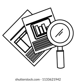 magnifying glass with documents
