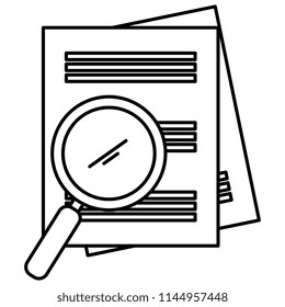 magnifying glass with documents