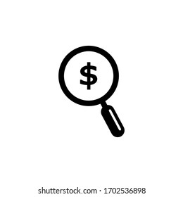 Magnifying Glass Dollar Icon In Trendy Design Vector Eps 10