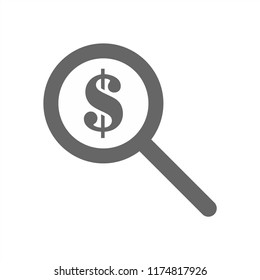 Magnifying glass with dollar sign. Vector illustration.
