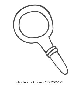 Magnifying glass doodle icon. Search symbol. Hand drawn sketch in vector