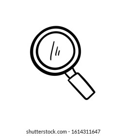 Magnifying Glass Doodle Icon Vector Hand Drawing 