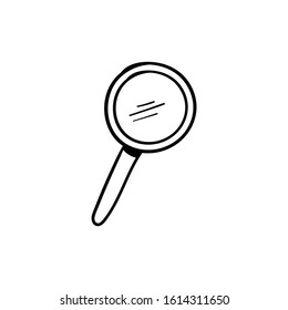 magnifying glass doodle icon vector hand drawing 