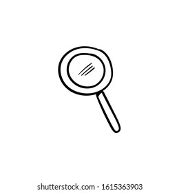 magnifying glass doodle icon vector hand drawing 