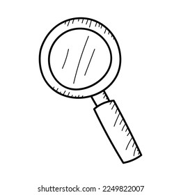 magnifying glass doodle isolated on white background