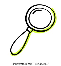 Magnifying glass, doodle sketch. Hand drawn vector stock illustration.