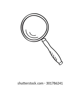  Magnifying glass doodle style vector illustration. Search icon