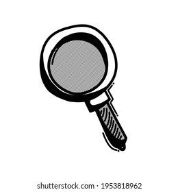 Magnifying glass doodle vector icon. Drawing sketch illustration hand drawn line.