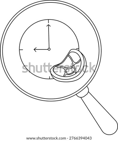 A magnifying glass enlarges a clock face and a lemon slice overlapping the clock